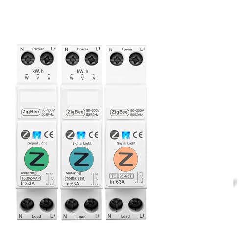 VWWJCCRO 63 A 1P+N Smart-Schalter-Messgerät, KWh-Messung, Überwachung, Leistungsschalter, Timer, Relais, Smartlife-Schutz (TOB9Z-T, keine Messung, 25 A) von VWWJCCRO