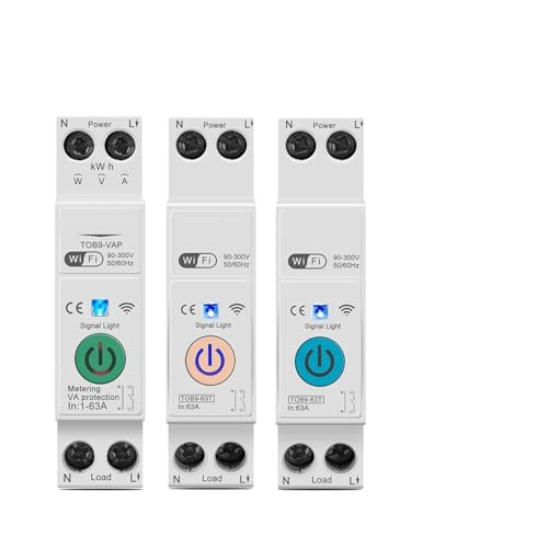 VWWJCCRO TOB9 63 A 1P+N Smart-Schalter-Messgerät, KWh-Messung, Überwachung, Timer, Relais, Spannung, Stromschutz (TOB9-63T, keine Messung, 1-63 A) von VWWJCCRO