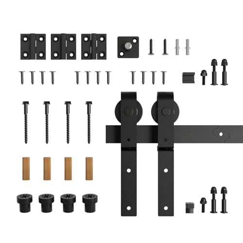 3-6,6 Fuß Faltschiebetür-Hardware-Kit for Scheunentore, robustes Rollenschienen-Kit for 2 Türen, reibungslos und leise, einfach zu installieren(6FT(183CM)) von VXDEFP
