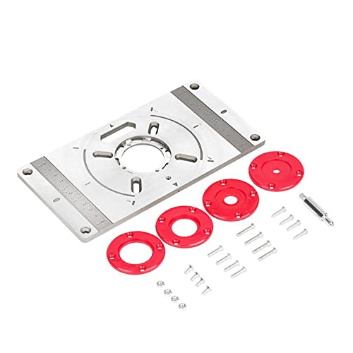 Aluminiumlegierung Frästisch Einsatzplatte Trimmmaschine Gravierwerkzeug Flip Board mit 4 Ringen for die Holzbearbeitung(Rood) von VXDEFP