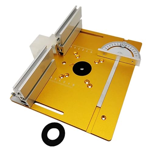Multifunktionale Aluminium-Fräsertisch-Einsatzplatte mit Gehrungslehre Werkbänke Holzfräser-Trimmer-Modelle Graviermaschine(Gold-A) von VXDEFP