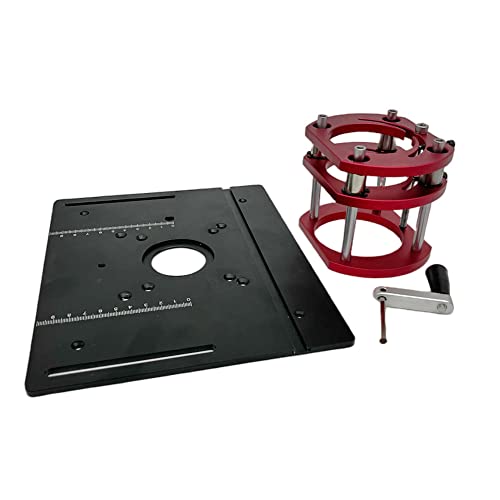 Router Lift Kit mit Aluminium-Fräserplatte for Motoren mit 65 mm Durchmesser Holzbearbeitungsfräsertisch Werkbank Trimmer Graviermaschine(Set C) von VXDEFP