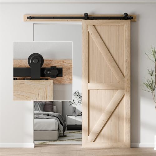 Schiebetür-Hardware-Kit for Scheunentore, T-förmige Rolle + Verbindungsschiene, geeignet for stabiles Schienensystem mit einer Tür(12.6FT) von VXDEFP