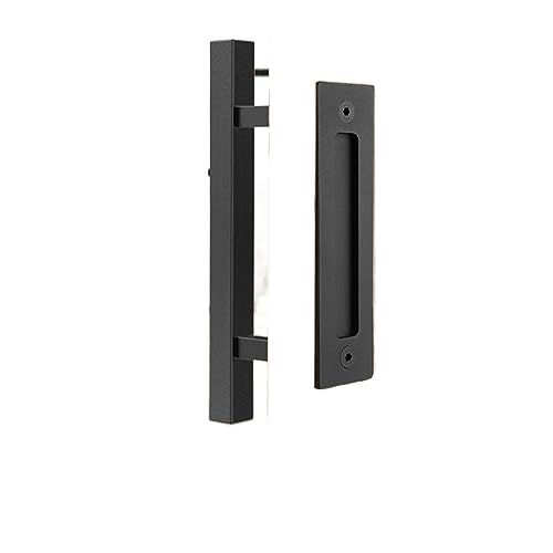 Schiebetürsystem Komplett-Set 12 Zoll Schiebetürgriff for Scheunentür, Schrank-Hardware-Set, Holz-Türgriff, Innentür, Möbelgriff-Hardware(Square Handle) von VXDEFP