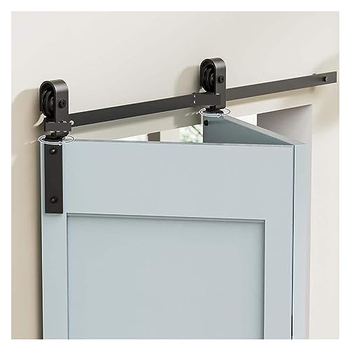 Schiebetürsystem Komplett-Set 3-10FT Bi-Folding-Schiebetür-Hardware-Kit, Hochleistungs-Rollenschienen-Kit for 4/2 Türen, seitlich montiert(9.6FT 2doors) von VXDEFP