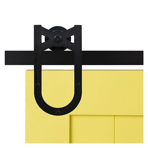 Schiebetürsystem Komplett-Set 4–6,6 Fuß Schiebe-Scheunentor-Hardware-Set for Einzeltür-Hufeisen-Rollen-Stil(4FT) von VXDEFP