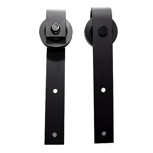 Schiebetürsystem Komplett-Set 4-9,6ft Holz-Schiebetür-Hardware-Kit, schwarzes oben montiertes Schrank-Hardware-Zubehör for Einzeltür in J-Form(9.6FT 2930mm) von VXDEFP