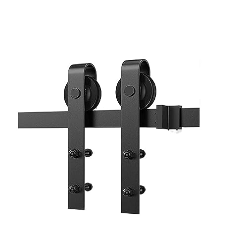 Schiebetürsystem Komplett-Set 6/6,6 Fuß Schiebe-Scheunentor-Hardware-Kit, Mechanismus in Antik-Optik, verbesserte Version aus Kohlenstoffstahl, 45-48-Zoll-Paneel-Innentüren(9FT(274CM)) von VXDEFP