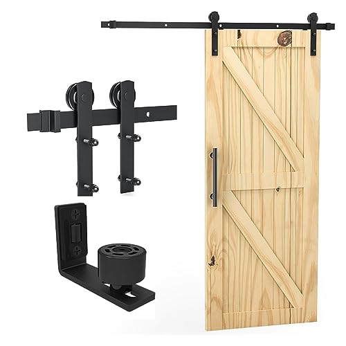 Schiebetürsystem Komplett-Set Scheunentor-Hardware-Kit, 4–10 Fuß Schiebe-Scheunentor-Hardware-Kit, robust, mit verstellbarer Bodenführung – einfach zu installieren, reibungslos(5FT(153CM)) von VXDEFP