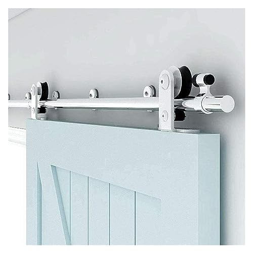 Schiebetürsystem Komplett-Set Schiebe-Scheunentor for Einzeltür-Hardware, Clsoet-Schienen-Set, Edelstahl-T-förmiges Aufhängungs-Set, 4–16 Fuß, reibungslos und geräuschlos(305cm 10FT rail kit) von VXDEFP