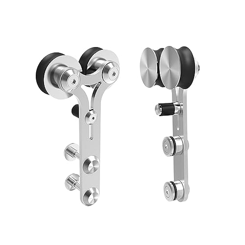 Schiebetürsystem Komplett-Set Schiebetür-Hardware-Clsoet-Schienen-Kit, Edelstahl for Einzeltür-Hardware-Aufhänger 4-16FT Scheunentor-Hardware-Kit(7FT 214cm) von VXDEFP