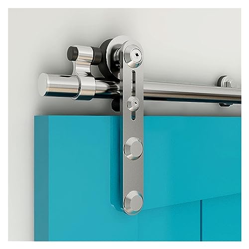 Schiebetürsystem Komplett-Set Schiebetürschiene, Scheunen-Schiebetür-Hardware, Zubehör-Set for Einzeltür-Loft-Tür, einfach zu installieren, Edelstahl(5FT-152cm) von VXDEFP