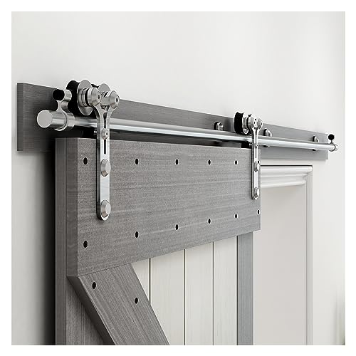 Schiebetürsystem Komplett-Set Schiebetürsystem aus Edelstahl, geeignet for Einzeltüren, 4-Typ-Rollenaufhänger-Scheunentor-Hardware-Kit(6FT-183CM) von VXDEFP