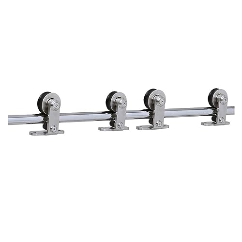 Schiebetürsystem Komplett-Set T-förmige Edelstahl-Schiebetürbeschläge, Schiebetürbeschläge aus und Holz for Doppeltüren von 4 bis 16 Fuß(13.6FT 4145mm) von VXDEFP