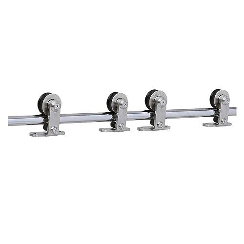 Schiebetürsystem Komplett-Set T-förmige Edelstahl-Schiebetürbeschläge, Schiebetürbeschläge aus und Holz for Doppeltüren von 4 bis 16 Fuß(6FT 1830mm) von VXDEFP