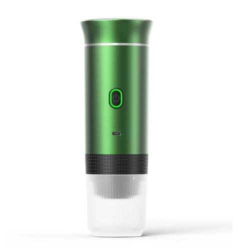 VXDEFP Kaffeemaschinen,Tragbare Kaffeemaschine, Kabellose elektrische tragbare Espressokaffeemaschine for Auto & Zuhause Campingkaffeemaschine 3-in-1 Kapselpulver Reisekaffeemaschine(Metallic green) von VXDEFP