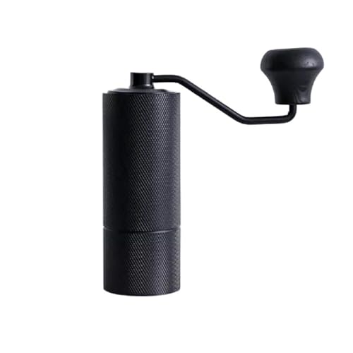 VXDEFP Kaffeemaschinen,Tragbare Kaffeemaschine, Manuelle Kaffeemühle CNC Edelstahl Professionelle Doppel Lager Einstellbare Hand Grat Kaffee Bean Mahlen(All black aluminum powder silo) von VXDEFP