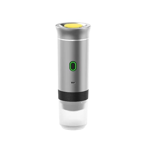 VXDEFP Kaffeemaschinen,Tragbare Kaffeemaschine, Tragbare Kapsel-Kaffeemaschine, italienischer Espresso, elektrisch, kleine kabellose Wärmepumpe, Druck-Haushaltskaffeemaschine(Silver) von VXDEFP