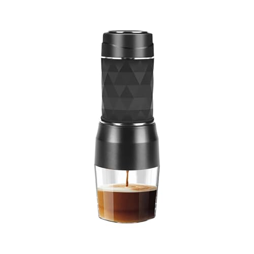VXDEFP Kaffeemaschinen,Tragbare Kaffeemaschine, Tragbare Mini-Handdruckkaffeemaschine, Espressokaffeemaschine, Kapsel-Kaffeemaschine mit gemahlenem Kaffee, tragbar for Reisen und Picknick(Noir) von VXDEFP
