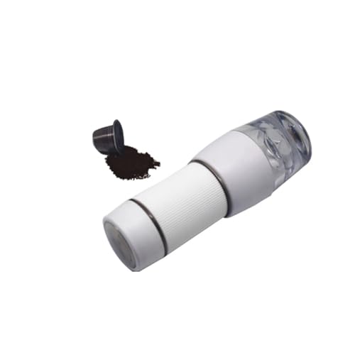 VXDEFP Kaffeemaschinen,Tragbare Kaffeemaschine, Tragbare Mini-Handdruckkaffeemaschine, Espressokaffeemaschine, Kapsel-Kaffeemaschine mit gemahlenem Kaffee, tragbar for Reisen und Picknick(White) von VXDEFP
