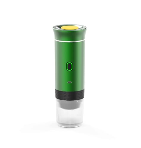 VXDEFP Kaffeemaschinen,Tragbare Kaffeemaschine, Tragbarer elektrischer Espressokocher for Zuhause/Auto/Camping 3-in-1 Kabellose aufladbare Kapsel-Pulver-Reisekaffeemaschine(Green) von VXDEFP