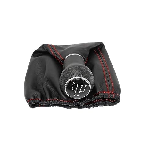 VXELY XEBRAD For Seat Ibiza 1996 1997 1998 1999 2000 2001 Auto-Styling 5-Gang-Auto-Schalthebel-Schaltknauf mit PU-Ledermanschette, rote Linie Sport-Schaltknauf(Black) von VXELY