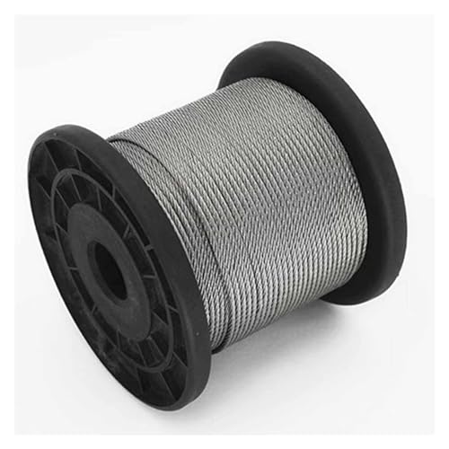 Edelstahl 304 Kunststoffbeschichtetes Drahtseil 2mm Drahtseil Zubehör für Drahtseilgeflechte Wäscheleine Outdoor-Seil, Leichte Aufhängung VXHCS (Color : 2mm/0.07in Silver, Size : 130m) von VXHCS
