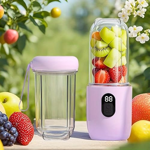 Tragbarer Smoothie Mixer, 500ml, USB-C Aufladbar, 8 Klingen, Digitales Display, Lila von VXS