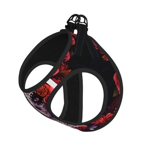 L Pet Leash Vest & Dog Harness - Small Size Day Of The Dead Sugar Roses Skull Print Leash Set, Reflective, Adjustable for Cats & Dogs L Pet Leash Vest & Dog Harness - Small Size Day Of The Dead Sugar Roses Skull Print Leash Set, Reflective, Adjustable for Cats & Dogs von VXXNlnn