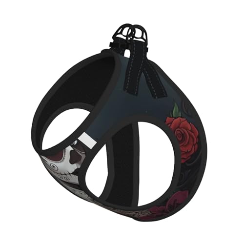 L Pet Leash Vest & Dog Harness - Small Size Day of the Dead Girl Print Leash Set, Reflective, Adjustable for Cats & Dogs von VXXNlnn