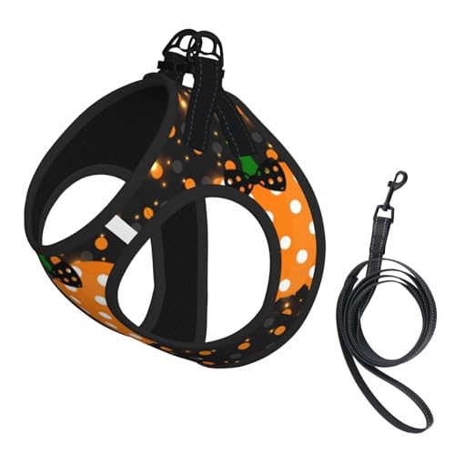 L Pet Leash Vest & Dog Harness - Small Size Halloween Pumpkin Print Leash Set, Reflective, Adjustable for Cats & Dogs von VXXNlnn