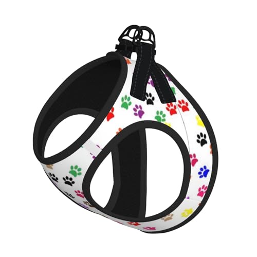 L Pet Leash Vest & Dog Harness - Small Size Paw Prints Leash Set, Reflective, Adjustable for Cats & Dogs von VXXNlnn