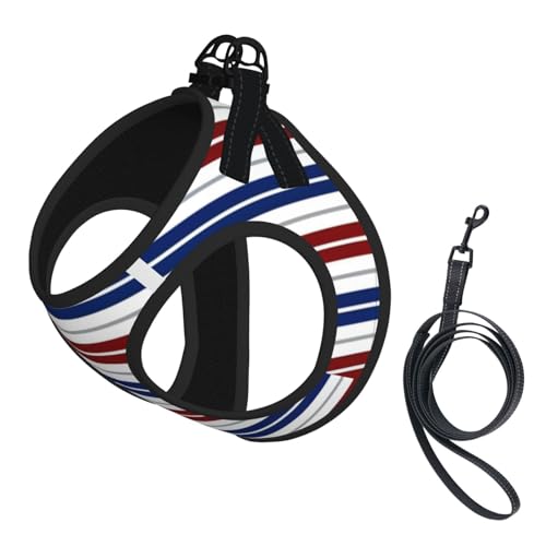 L Pet Leash Vest & Dog Harness - Small Size Red Blue White Gray Stripes Print Leash Set, Reflective, Adjustable for Cats & Dogs L Pet Leash Vest & Dog Harness - Small Size Red Blue White Gray Stripes Print Leash Set, Reflective, Adjustable for Cats & Dogs von VXXNlnn