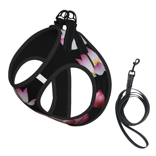L Pet Leash Vest & Dog Harness - Small Size Vintage Pink Lotus Flower Print Leash Set, Reflective, Adjustable for Cats & Dogs L Pet Leash Vest & Dog Harness - Small Size Vintage Pink Lotus Flower Print Leash Set, Reflective, Adjustable for Cats & Dogs von VXXNlnn
