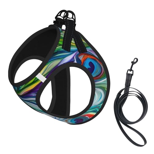 S Pet Leash Vest & Dog Harness - Small Size Abstract Feathers Print Leash Set, Reflective, Adjustable for Cats & Dogs von VXXNlnn