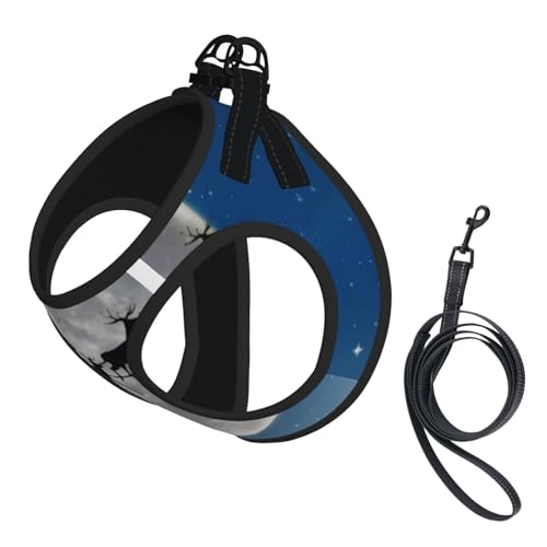 S Pet Leash Vest & Dog Harness - Small Size Christmas deer print leash set, reflective, adjustable for Cats & Dogs von VXXNlnn