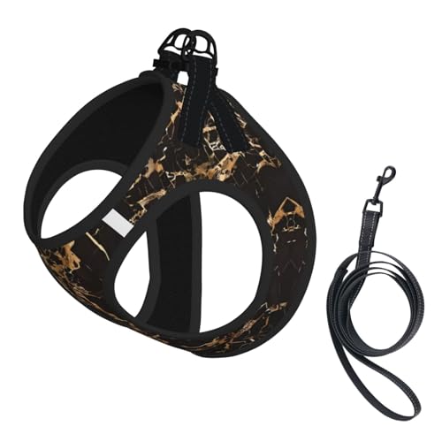 S Pet Leash Vest & Dog Harness - Small Size Gold Marble Print Leash Set, Reflective, Adjustable for Cats & Dogs S Pet Leash Vest & Dog Harness - Small Size Gold Marble Print Leash Set, Reflective, Adjustable for Cats & Dogs von VXXNlnn