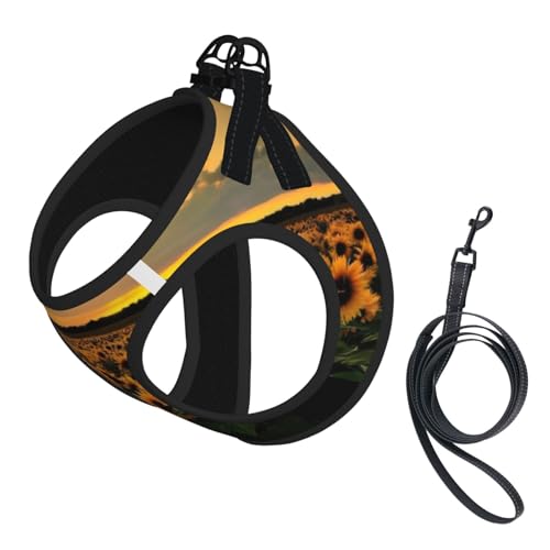 S Pet Leash Vest & Dog Harness - Small Size Sunflowers Sea Print Leash Set, Reflective, Adjustable for Cats & Dogs von VXXNlnn