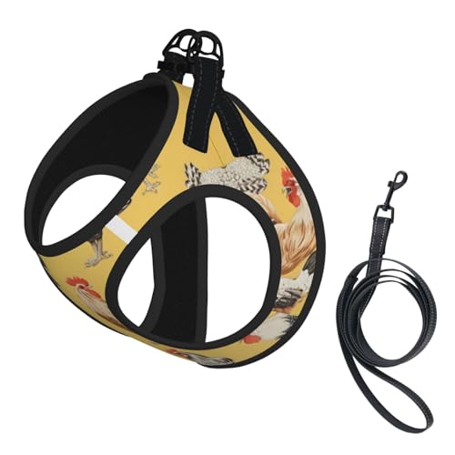 S Pet Leash Vest & Dog Harness - Small Sized Art Chicken Painting Print Leash Set, Reflective, Adjustable for Cats & Dogs von VXXNlnn