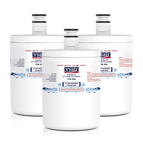 Vyair VYR-05A Kühlschrank-Wasserfilter Kompatibel zu LG LT500P, 5231JA2002A 5231JA2002B, GEN11042FR-08 GEN11042F-08, ADQ72910901, ATAG AK100V 6572447 88009234 (3) von VYAIR
