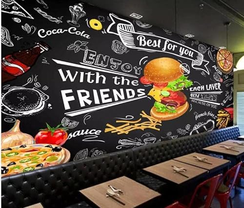 VYATIRANG Benutzerdefinierte Burger Fast Food Tapete Restaurant Snackbar Catering 3D Wandbilder Tapete Wohnzimmer Schlafzimmer Tapete *350cmx256cm(137.8x100.8inch) von VYATIRANG