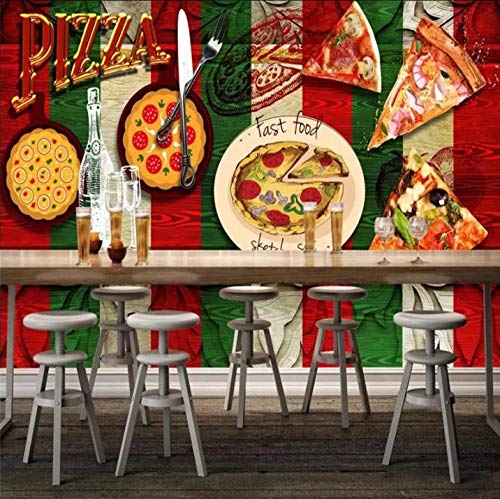 VYATIRANG Benutzerdefinierte Tapete Pizza Restaurant Hintergrund Wandmalerei*350cmx256cm(137.8x100.8inch) von VYATIRANG