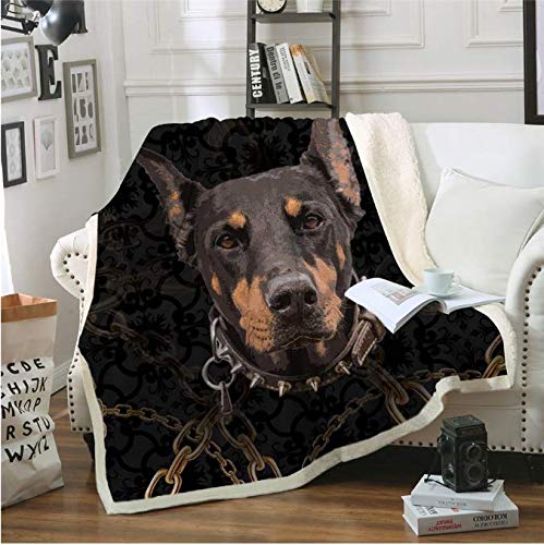 VYEKL Bettwäsche Haustier Hund Sammlung Sherpa Decke 3D Tier Mops Plüsch Decke Bulldog Husky Dobermann Rottweiler Thin Quilt 150 * 200Cm von VYEKL