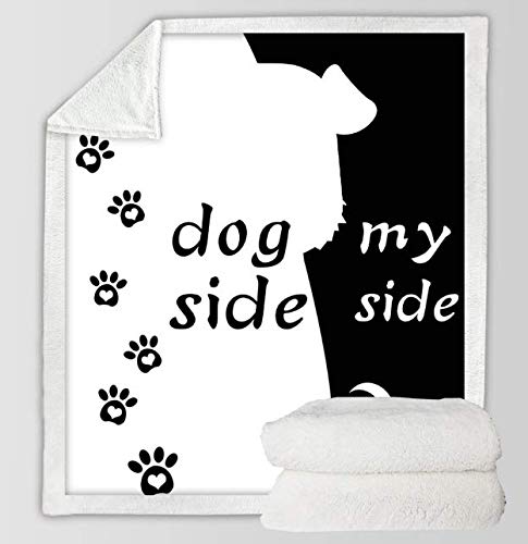 VYEKL Cartoon Microfaser Bettdecke Black Throw Blanket Für Kinder Dog Side Und My Side Heimtextilien Pet Footprint 150X200Cm von VYEKL