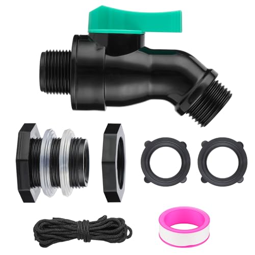 3/4 Zoll NPT auf 3/4 Zoll GHT Regentonnen-Wasserhahn-Set, Wassertank-Wasserhahn mit hohem Durchfluss und PVC-Schottverschraubung, geeignet für Regenwassersammelfässer, Wassertanks und Fallrohrsammler. von VYH