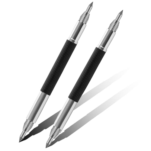 VYIBPDY 2 Stück Gravurstifte aus Wolframkarbid Anreissnadel Anreißmesser Multifunktion Reißnadeln Anreisswerkzeug mit Rot Schutzhülle Gravieren Stift für Holz Keramik Glas (Silber) von VYIBPDY
