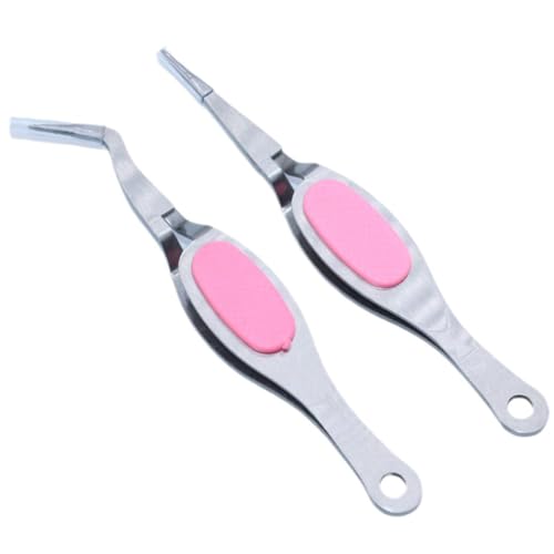 VYIBPDY 2Pcs High Precision Angled Tip Tweezers with Padded Handle - Craft Tweezers for Sewing, Beading and DIY - Unserrated, Fine Angled Tips - Stainless Steel von VYIBPDY