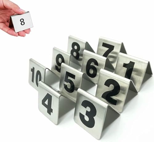 10 PCs Metall Zeltstil Stapelbare Tischnummern, Platzhalterhalter, Stapelbare Tischnummernkarten, Tischplatte Doppelseitig, Zeltstil, Tischschilderplatte Für Restaurants Cafés Clubs von VYUJHNBG