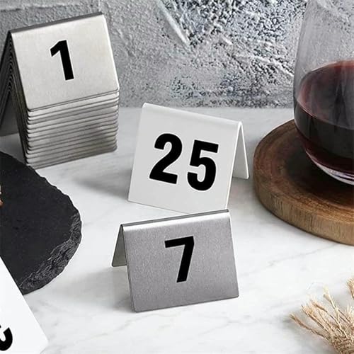 Metalltischnummern 1-50/100, Tischnummernkarten Recycelbar, Robust Und Leicht Zu Reinigen, Stapelbar, Doppelseitig Für Einfache Erkennung, Restaurant Cafe Bar Place Place Table Marker von VYUJHNBG