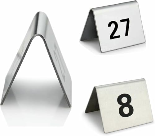 Restauranttischnummern 1-50 1-100 Edelstahl-Zelt-Tischnummern Zeichen, Leicht, Robust, Doppelseitig, Einfach Zu Identifizieren, Anpassungen Zu Unterstützen, Zahlenkarten von VYUJHNBG